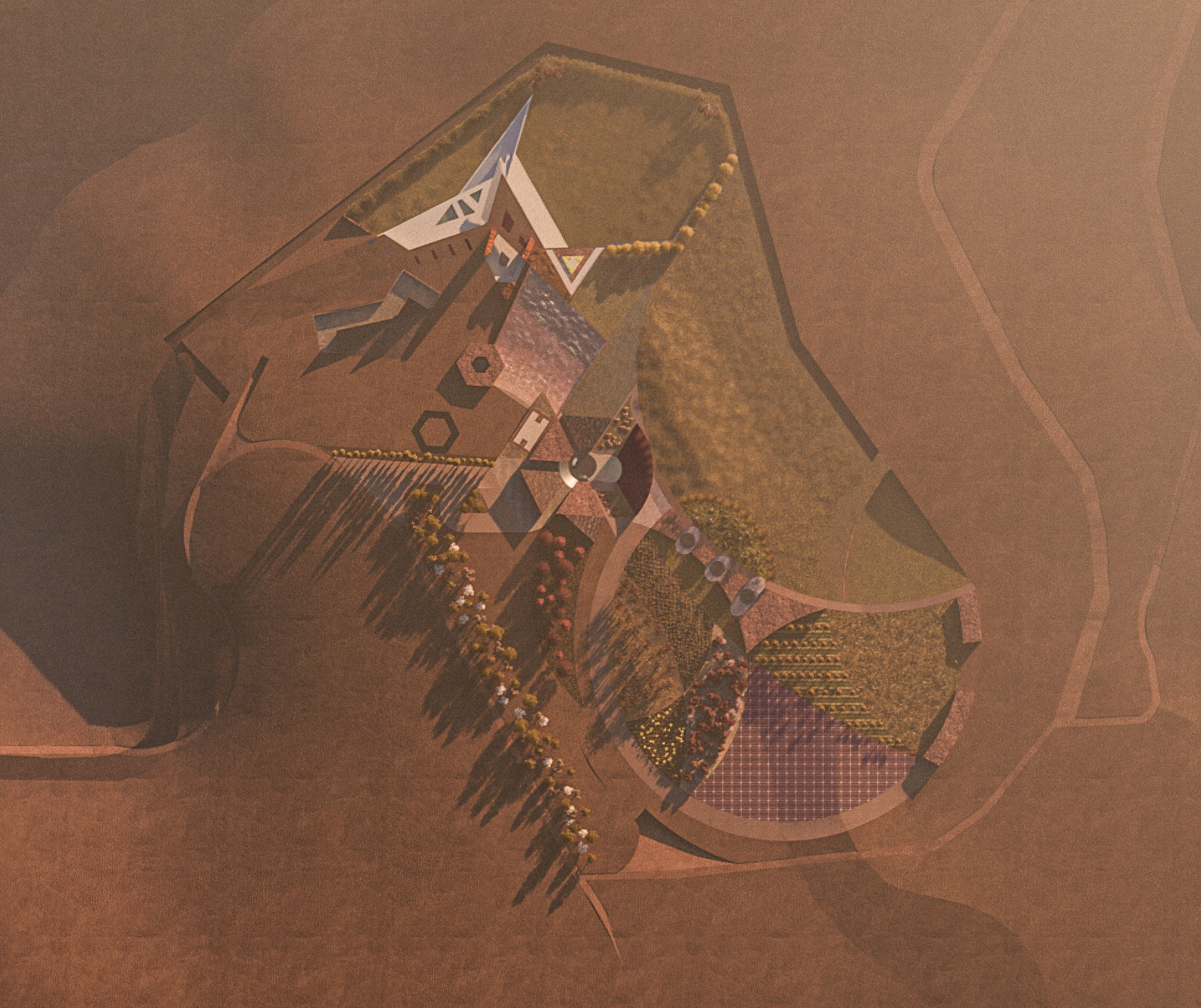 Birds eye view of a mixed use project in Morocco for RIBA design competition