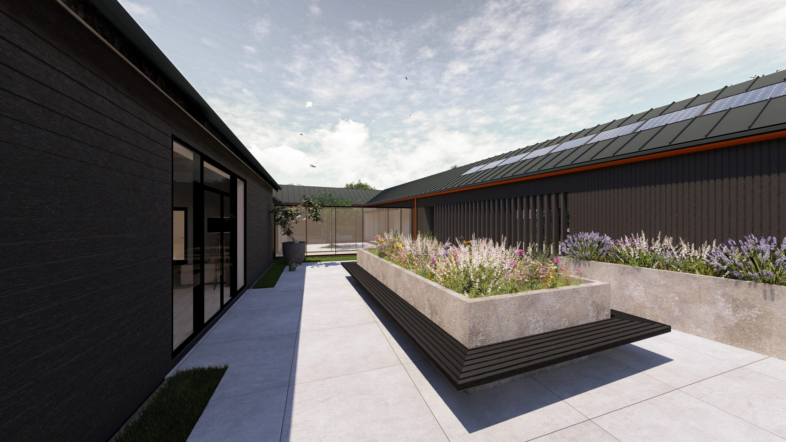 3d render of contemporary barn conversion